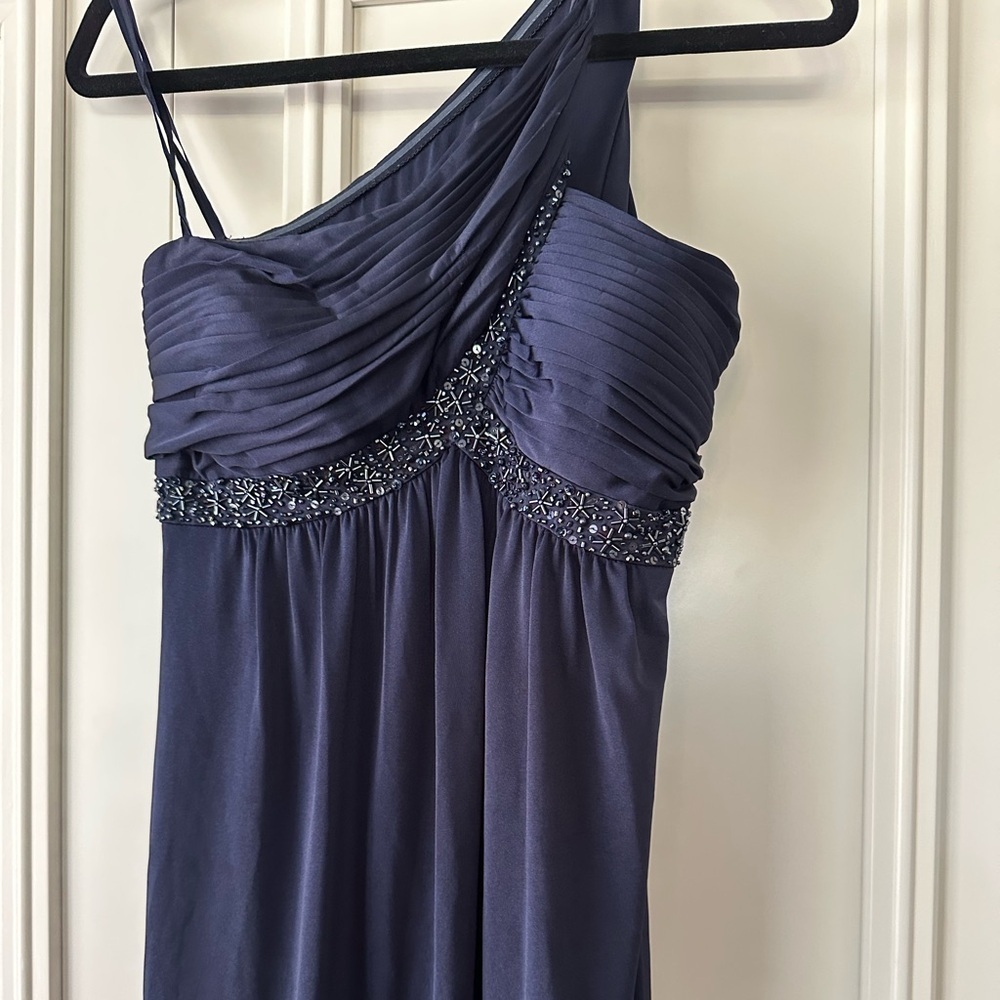 Adrianna Papell Boutique Navy One-Shoulder Formal Gown, Size 10 - Picture 2 of 11